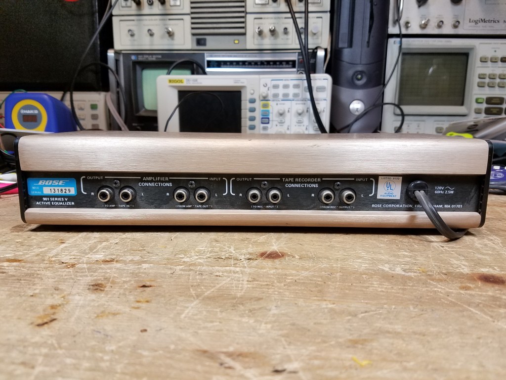 Rear view of the 901 Series V Active Equalizer on the repair bench.